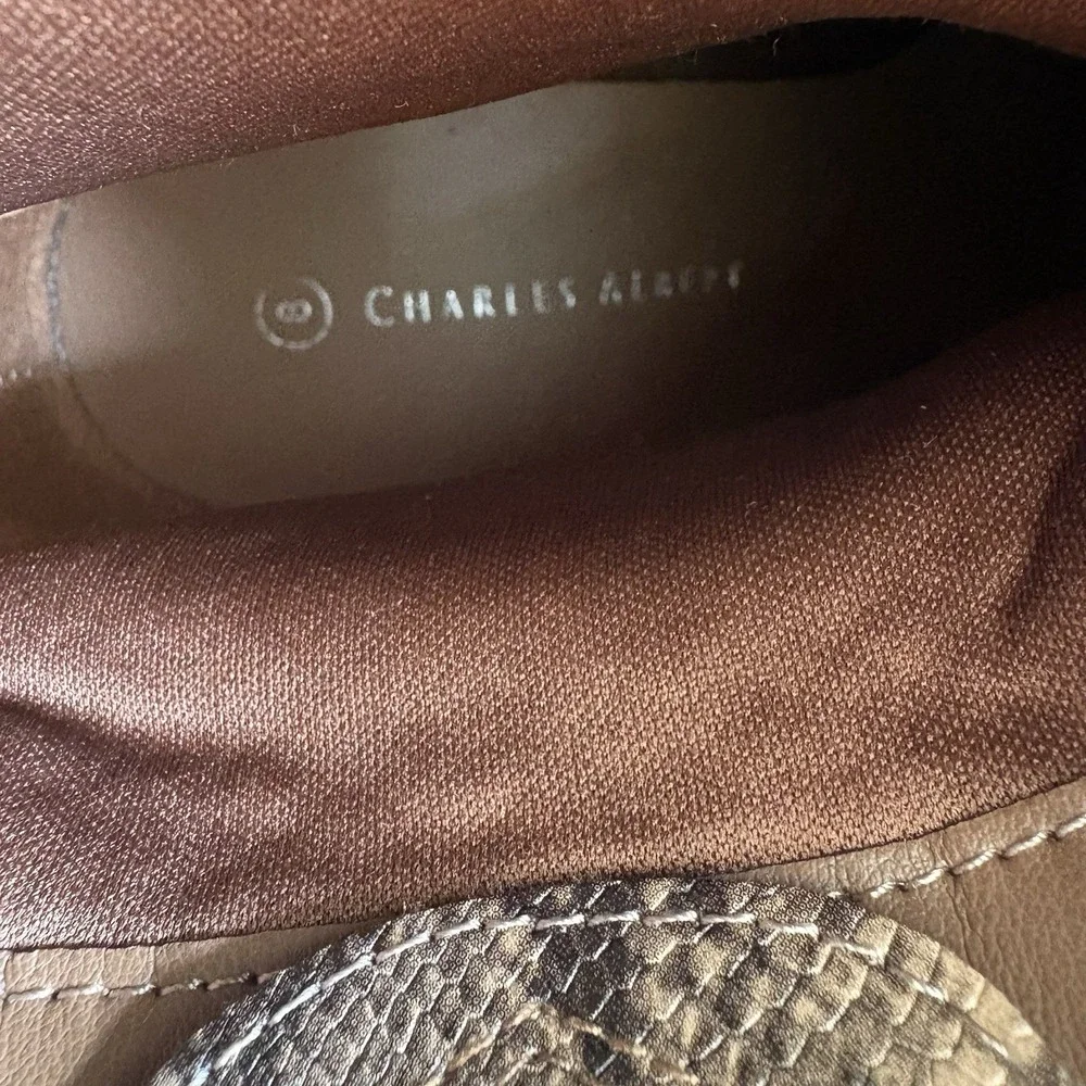 CHARLES ALBERT WOMEN'S BOOTS, SNAKE PATTERN SLOUCH BROWN, SIZE 8